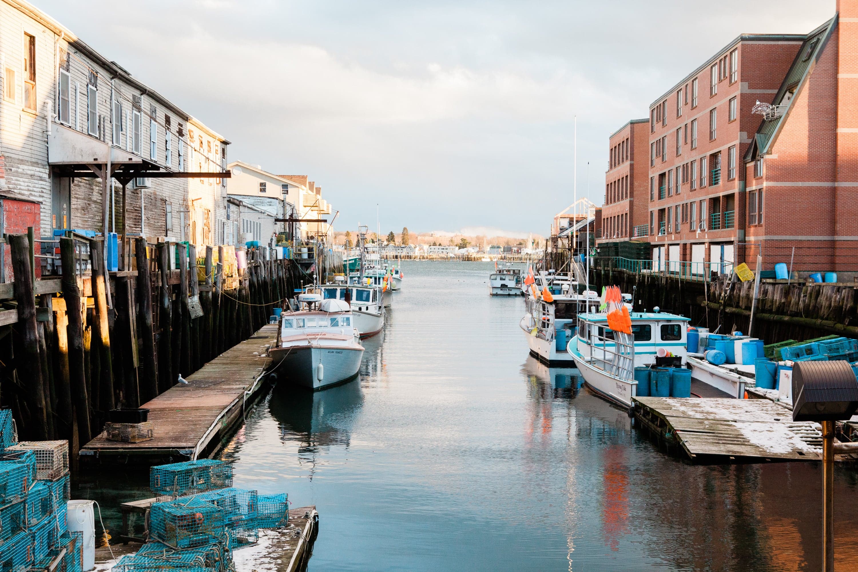 Boats in a harbor in Maine